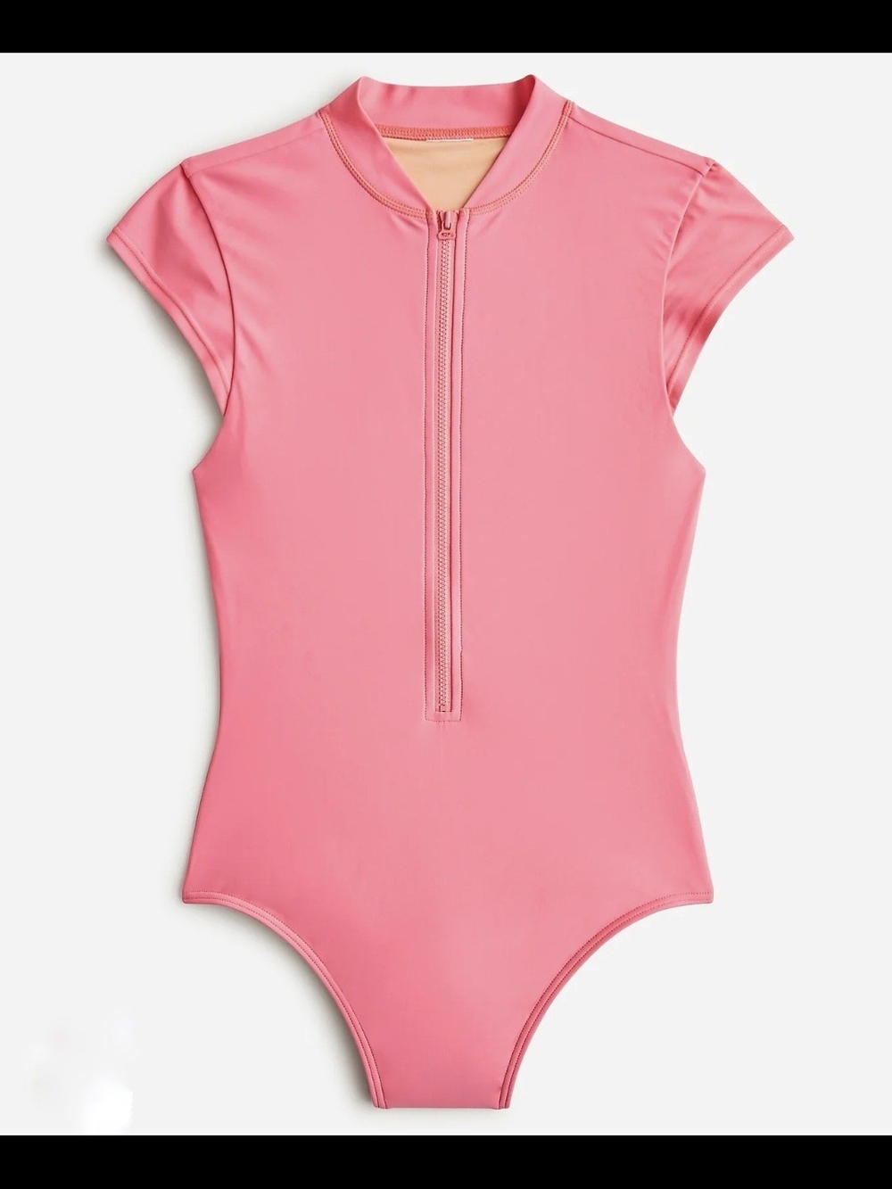 Wallflower Pink Short Sleeve Zip Front One-Piece Swimsuit